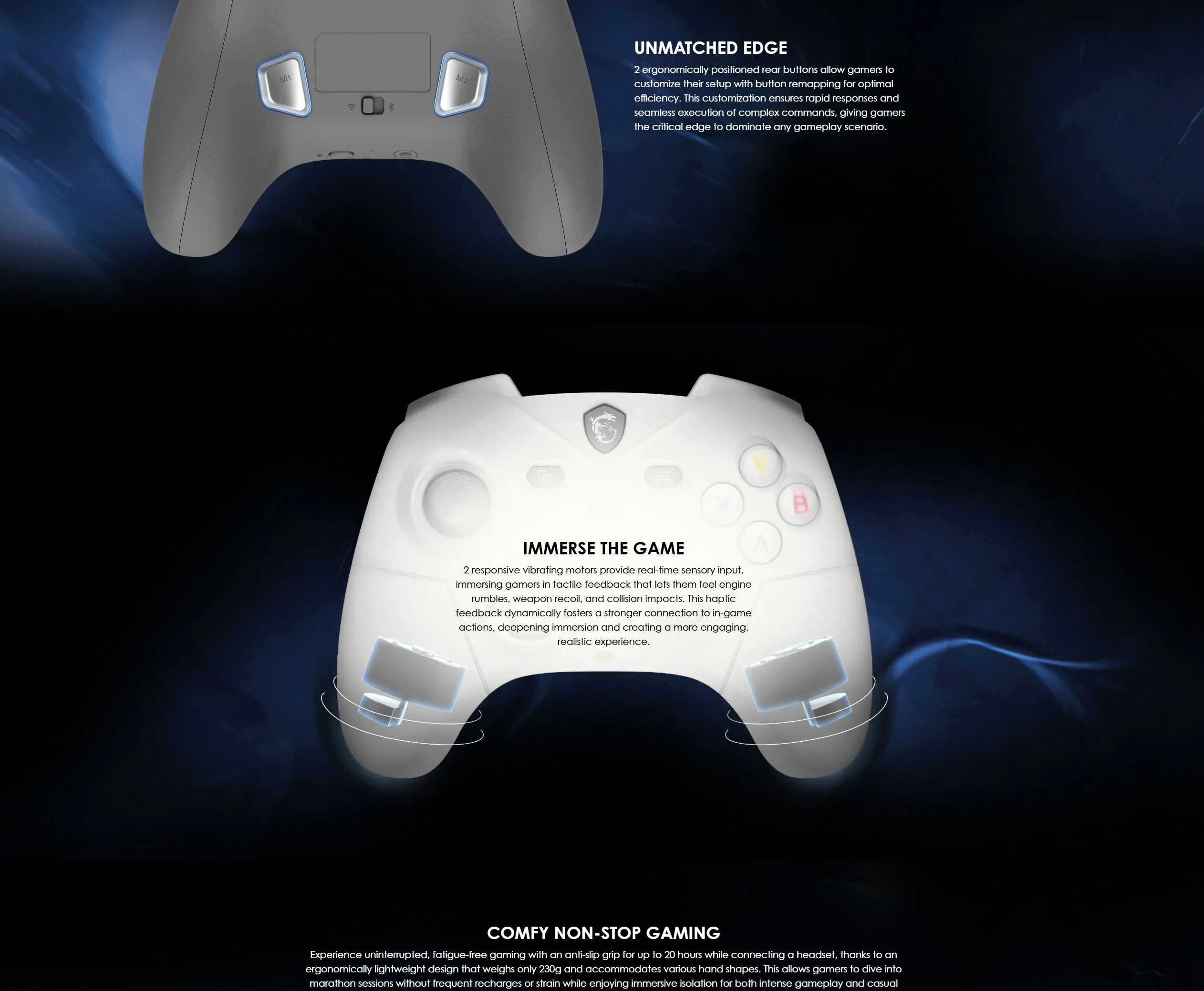 MSI Force GC300 Wireless Gaming Controller White - spec 3 - MegaComputer.pk
