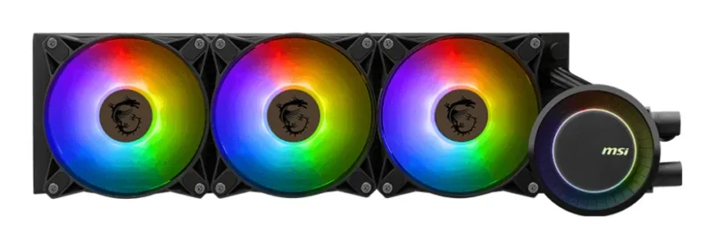 MSI MAG CoreLiquid E360 AIO ARGB CPU Liquid Cooler - Rotating Cap Design - 360mm Radiator - Triple 120mm ARGB PWM Fans - LGA 1700 Ready / AM5 Compatible