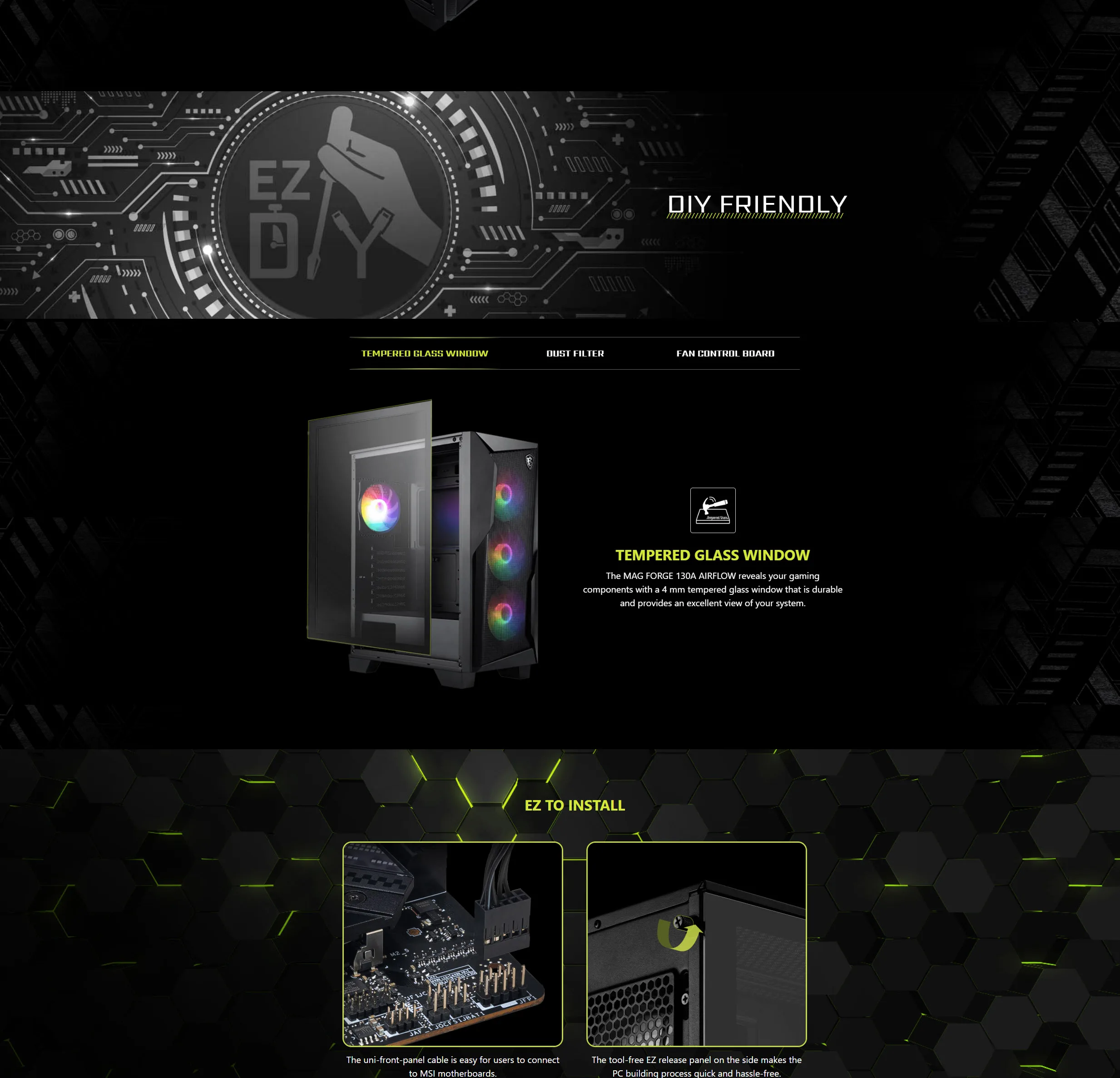MSI MAG FORGE 130A Airflow Mid Tower PC Case - spec 3 - MegaComputer.pk