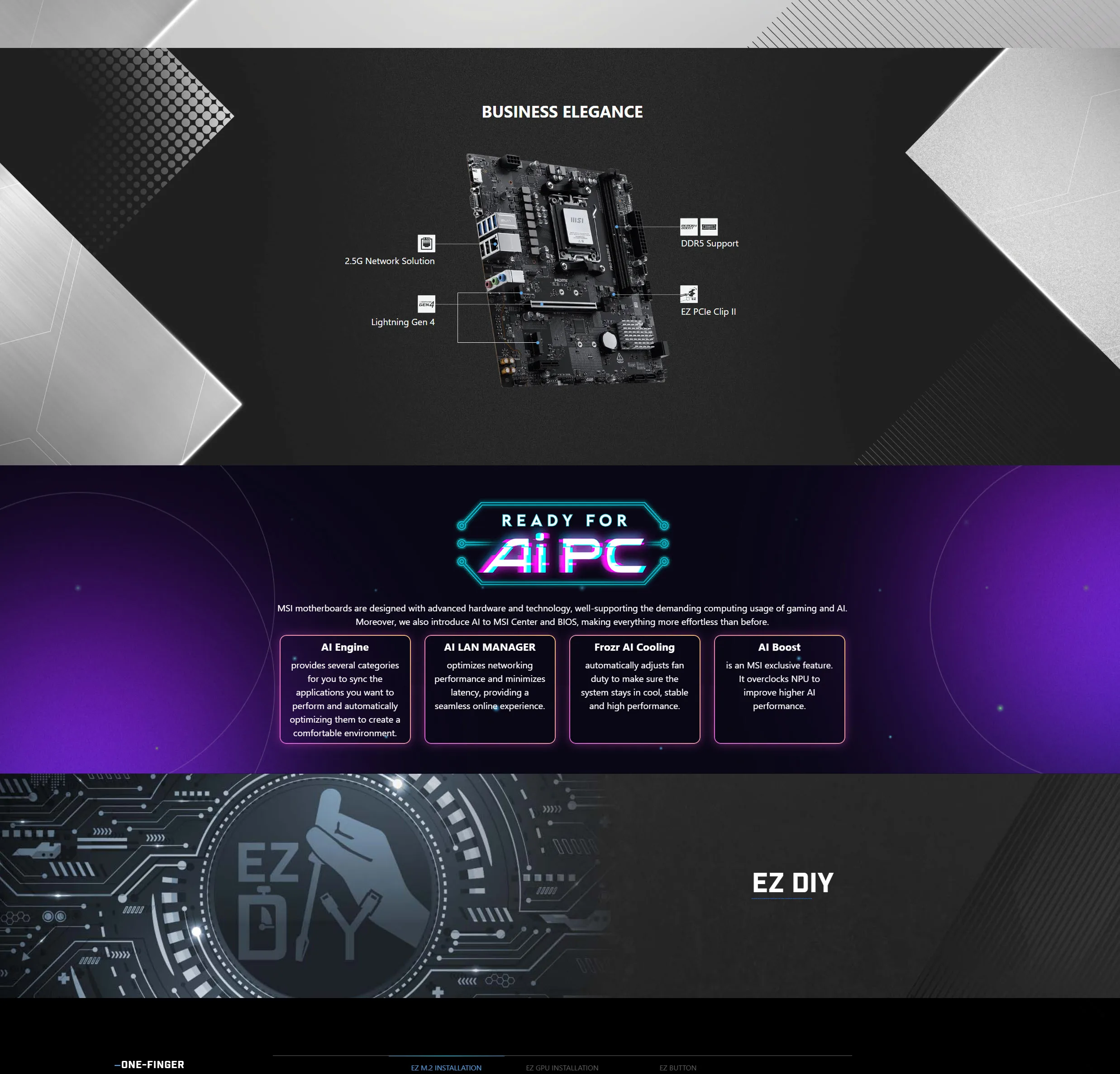 MSI PRO B840M-B High-Performance DDR5 Motherboard for Ryzen 9000/8000/7000 Series - spec 2 - MegaComputer.pk