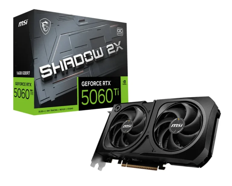 MSI SHADOW GeForce RTX 5060 TI 16G 2X OC PLUS GDDR7 PCIe 5.0 x16 Graphics Card