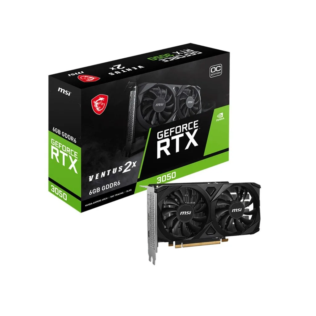 msi-ventus-geforce-rtx-3050-6gb-2x-e-oc-gddr6-pci-express-4 - MegaComputer.pk MSI Ventus GeForce RTX 3050 6GB 2X E OC GDDR6 PCI Express 4.0 x8 ATX Graphics Cards