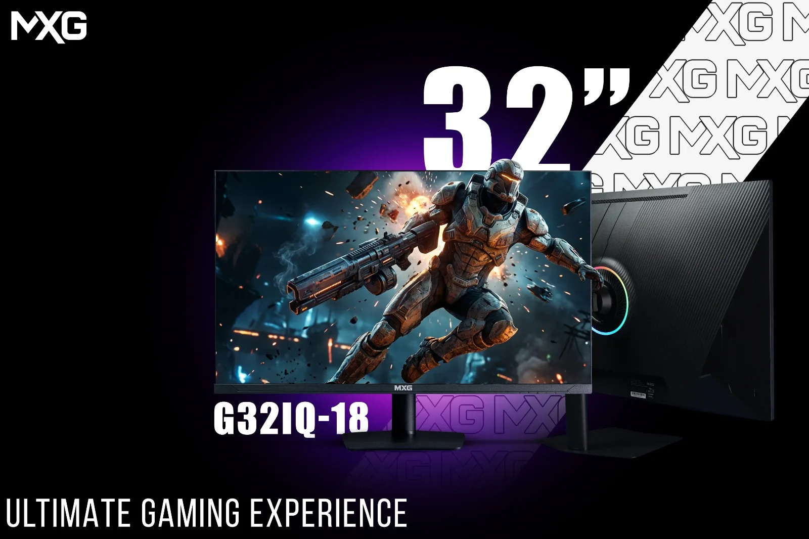 MXG G32IQ-18 32' 2K 180Hz 1ms IPS Gaming Monitor | HDR, G-Sync + FreeSync, HDMI 2.0×2, DP 1.4, USB, Hydraulic Height Adj