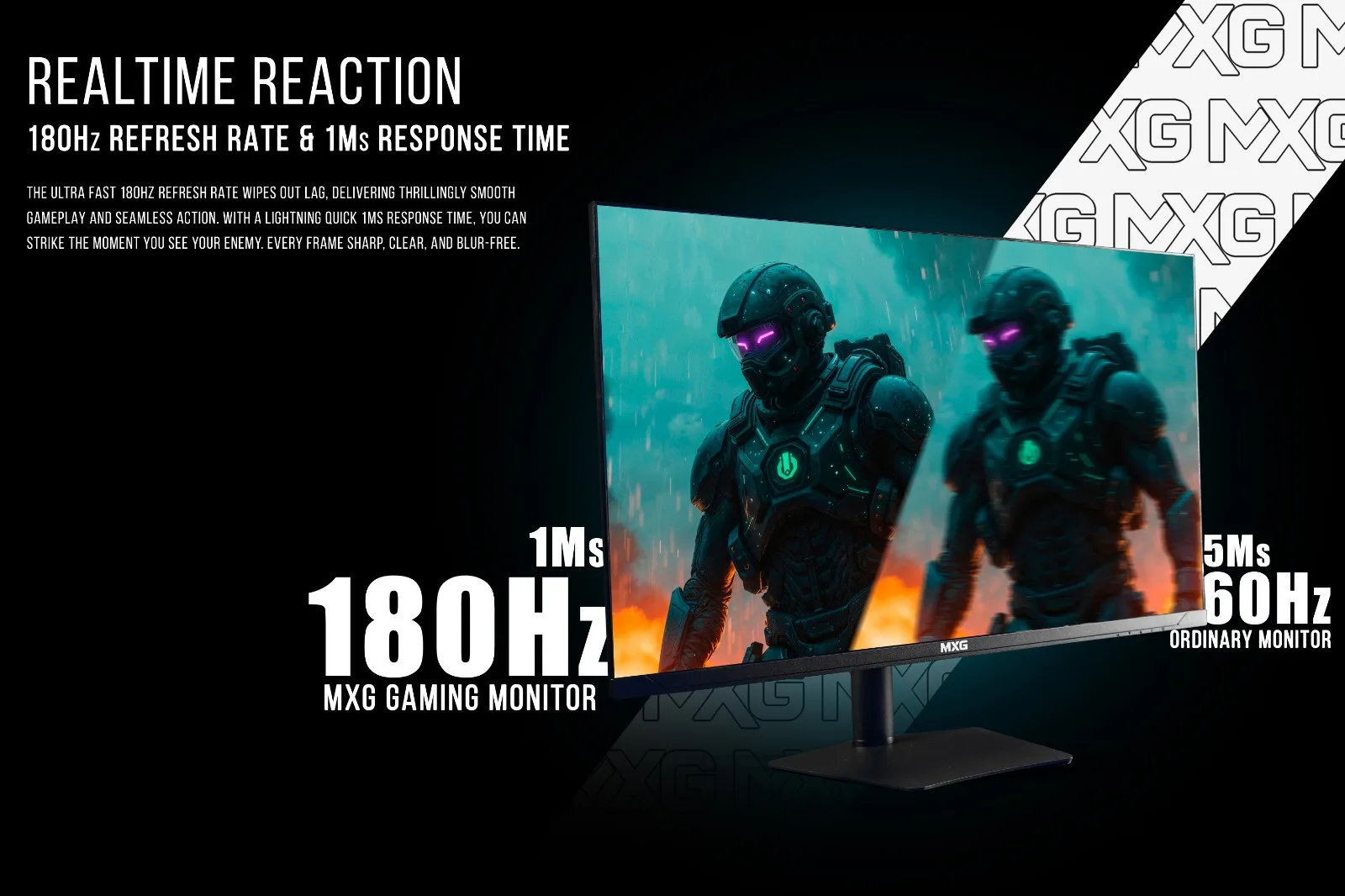 MXG G32IQ-18 32' 2K 180Hz 1ms IPS Gaming Monitor | HDR, G-Sync + FreeSync, HDMI 2.0×2, DP 1.4, USB, Hydraulic Height Adj