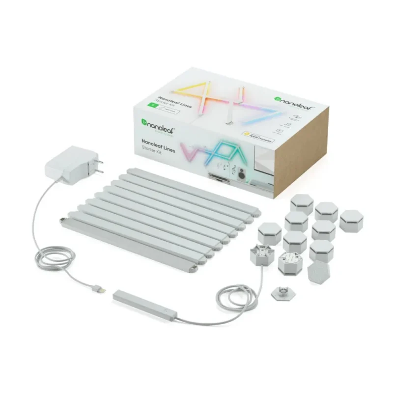 Nanoleaf Lines WiFi Smart RGBW 16M Color LED Dimmable Gaming and Home Decor Wall Lights 60 Degree Smarter Kit (9 Lines)
