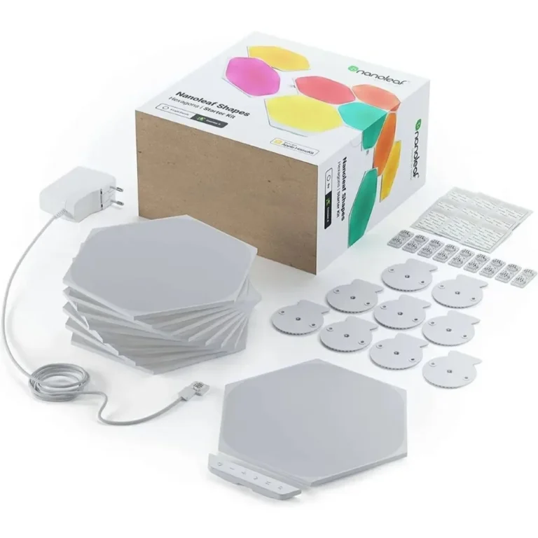 Nanoleaf Shapes White Hexagon Starter Kit Smart Light Panels LED RGBW Modular Wi-Fi Colour Changing Wall Lights Works with Alexa Google Assistant Apple Homekit for Room Decor & Gaming (9 Panels)