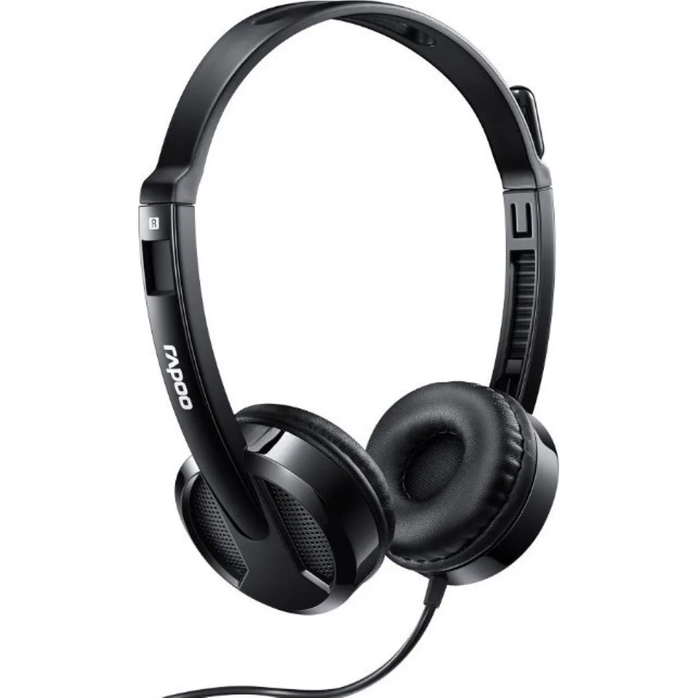 rapoo-h100-wired-stereo-headset-black - MegaComputer.pk Rapoo H100 Wired Stereo Headset Black