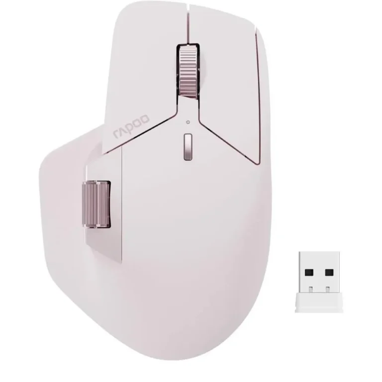 Rapoo MT760L Multi-Device Wireless Mouse Bluetooth 5.0 and 2.4G Multi-Mode Connection Up to 4 Devices 11 Programmable Buttons 4K DPI 90 Days Battery Life PC Pink