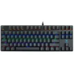 Rapoo V500 Pro 87 RGB Mechanical USB-A Gaming Keyboard – Compact TKL Spill Resistant Anti-Ghosting Conflict Free Design Compatible with Windows macOS – Black