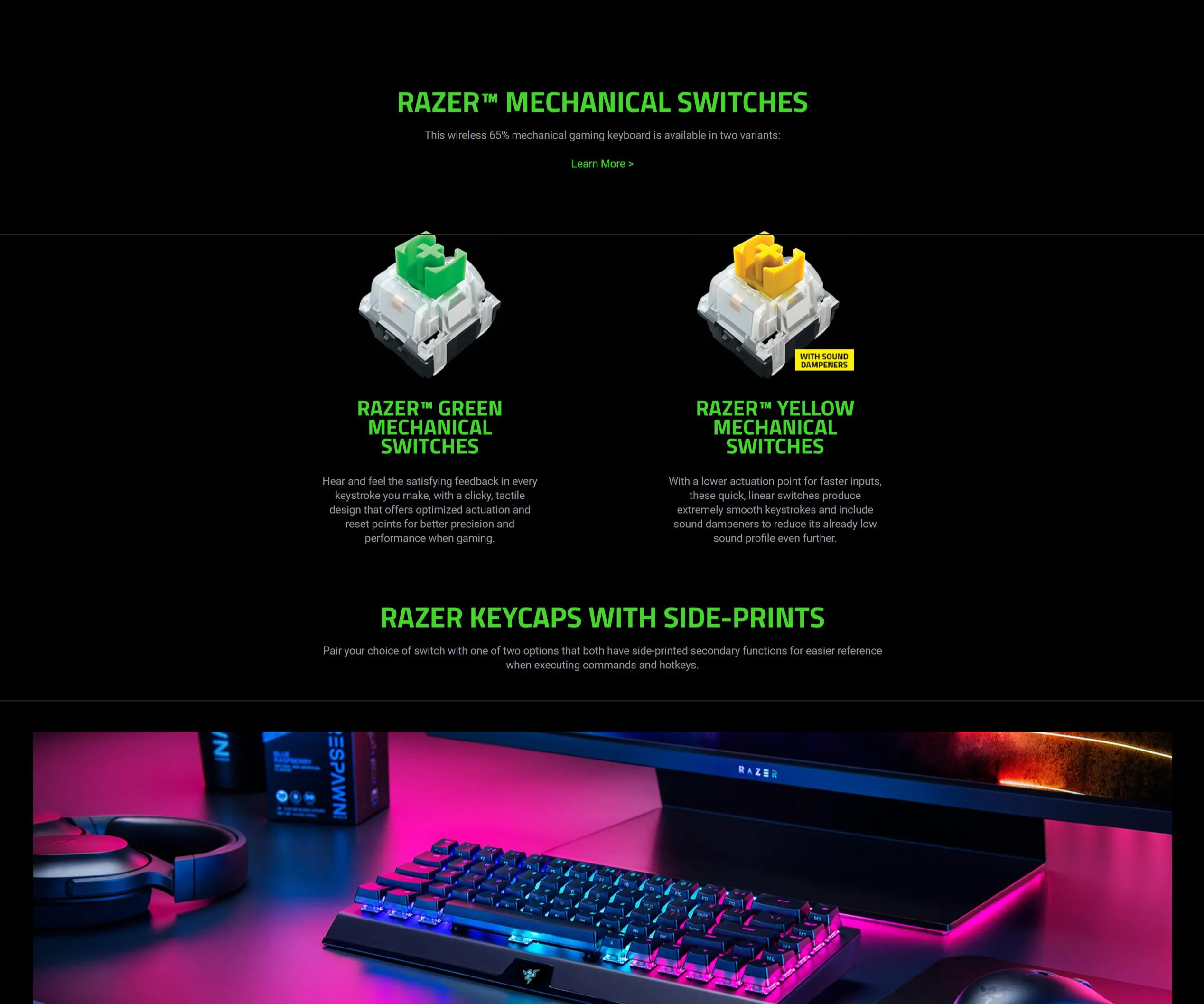 Razer BlackWidow V3 Mini HyperSpeed 65% Wireless Mechanical Gaming Keyboard – Green Switches - spec 3 - MegaComputer.pk