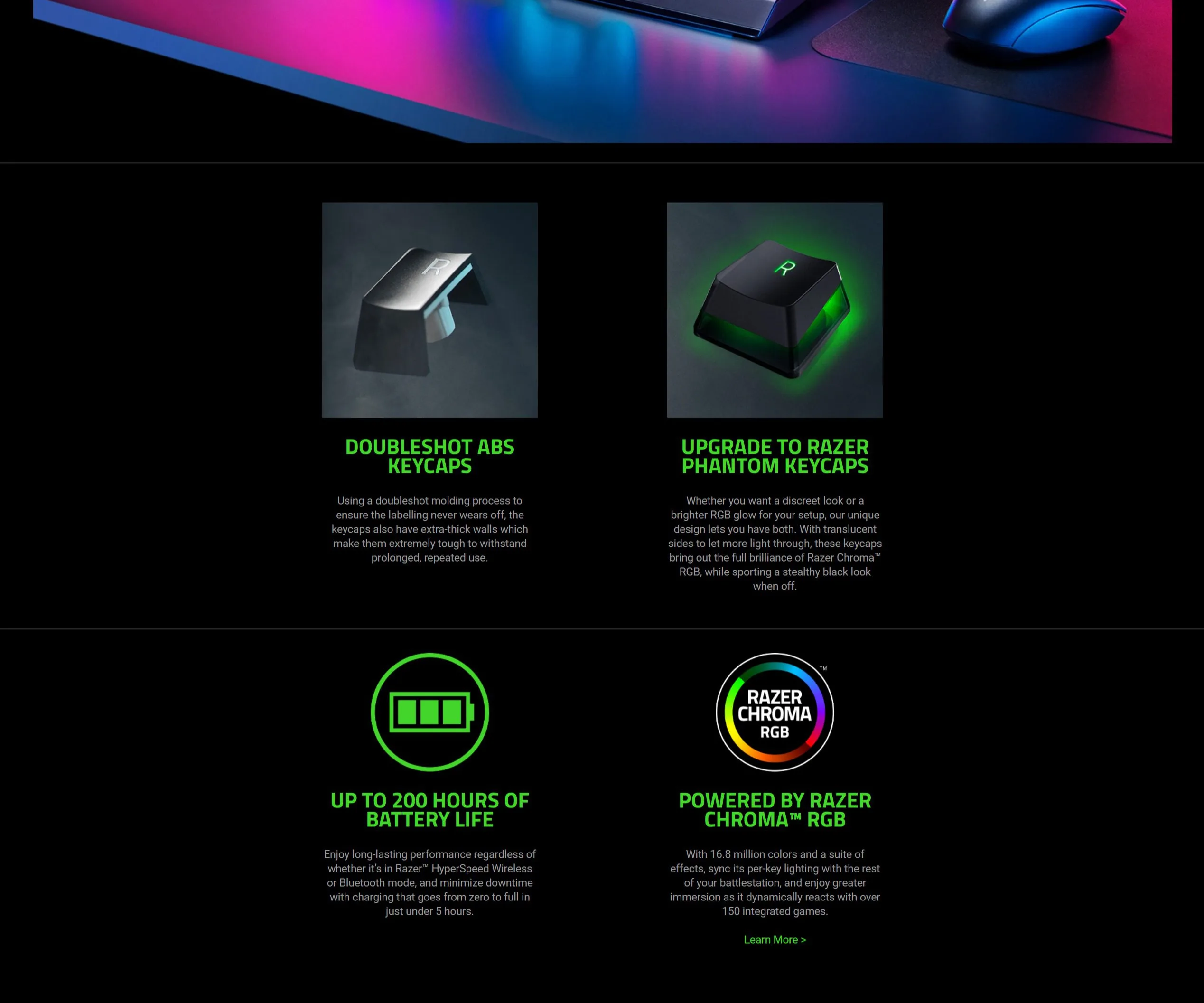 Razer BlackWidow V3 Mini HyperSpeed 65% Wireless Mechanical Gaming Keyboard – Green Switches - spec 4 - MegaComputer.pk