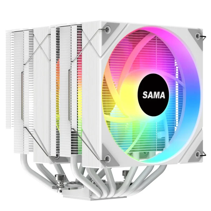 SAMA 6PDW ARGB CPU Air Cooler – White