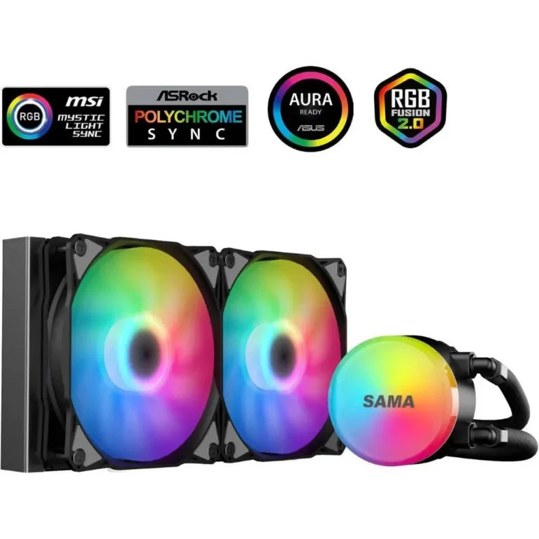 SAMA SL240 240mm RGB  PWM & FDB Fans Liquid Cooler – Black