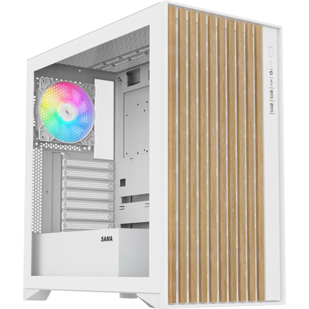 sama-v-nature-atx-mid-tower-gaming-chassis-white - MegaComputer.pk SAMA V Nature ATX Mid Tower Gaming Chassis – White