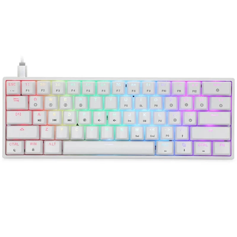 Skyloong GK61 White Tri-mode Wireless RGB Mechanical Keyboard – Red Switches