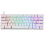 Skyloong GK61 White Tri-mode Wireless RGB Mechanical Keyboard – Yellow Switches