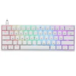 Skyloong GK61 White Tri-mode Wireless RGB Mechanical Keyboard – Yellow Switches