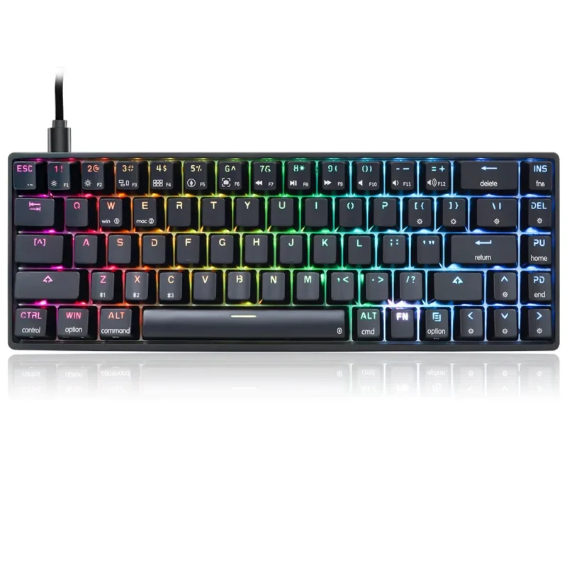 Skyloong GK68 Black Tri-mode Wireless RGB Mechanical Keyboard – Brown Switches