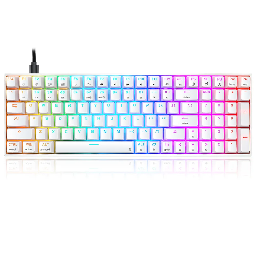skyloong-gk96-white-tri-mode-wireless-rgb-mechanical-keyboar - MegaComputer.pk Skyloong GK96 White Tri-mode Wireless RGB Mechanical Keyboard – Red Switches