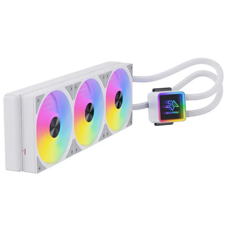 SNOWMAN KS360 ARGB 360mm AIO Liquid CPU Cooler with Triple 120mm ARGB Fans & Pump Block Lighting White