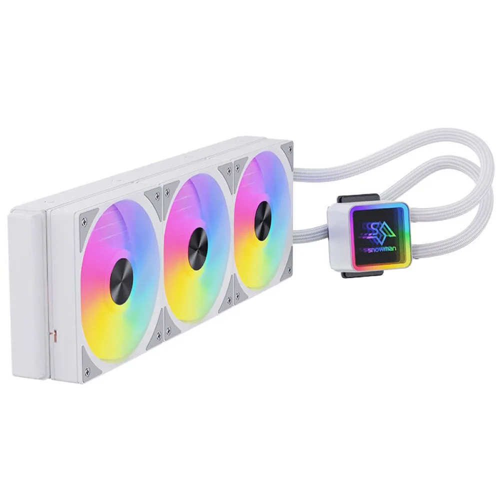 snowman-ks360-argb-360mm-aio-liquid-cpu-cooler-with-triple-1-1 - MegaComputer.pk SNOWMAN KS360 ARGB 360mm AIO Liquid CPU Cooler with Triple 120mm ARGB Fans & Pump Block Lighting White