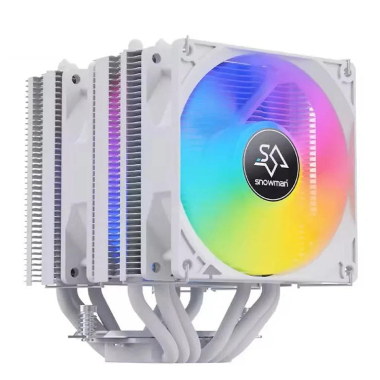 SNOWMAN MX6-V3 ARGB Dual Fan CPU Cooler with 92mm Fans Copper Heatpipes & ARGB Lighting White