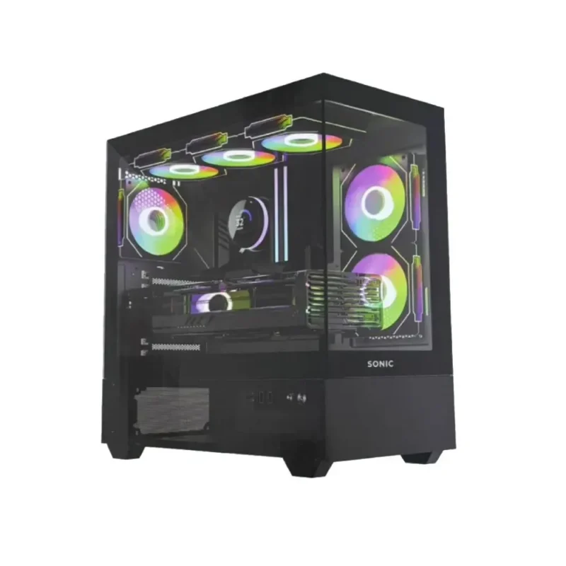 Sonic F301 ARGB E-ATX Gaming Chassis – Black with 3x Infinity Fans