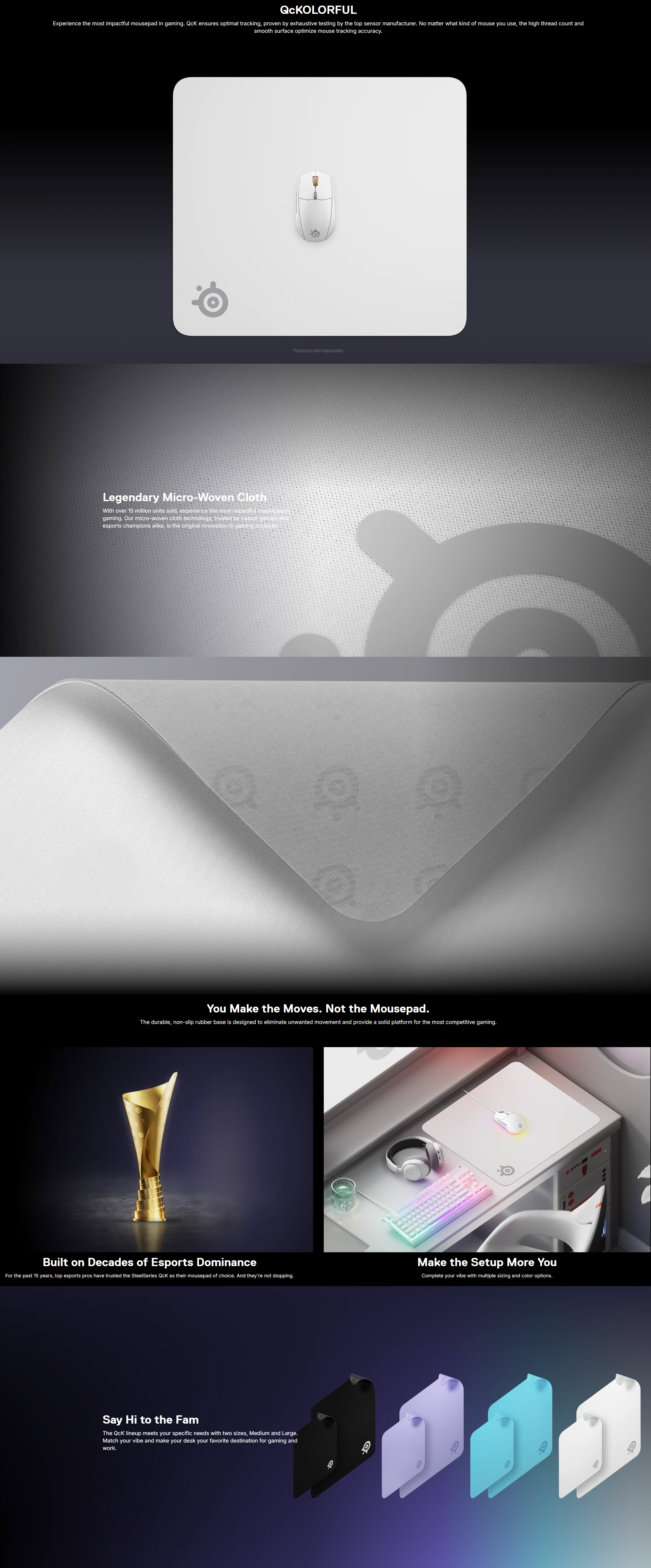SteelSeries QCK Cloth Gaming Mouse Pad Large - White
