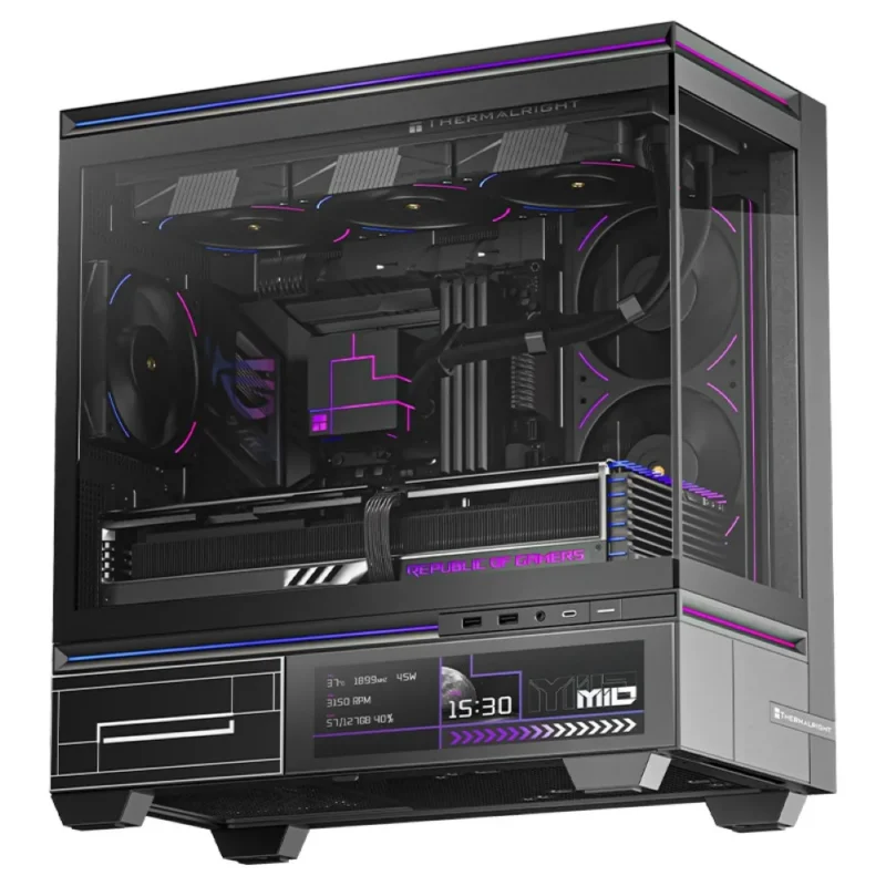 Thermalright TL-M10 Vision LCD Screen Mid-Tower Micro-ATX Gaming Case – Black With 4 Fans