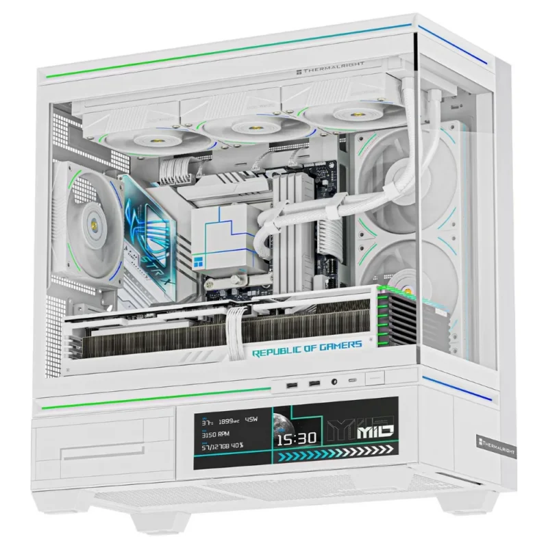 Thermalright TL-M10W Vision LCD Screen Mid-Tower Micro-ATX Gaming Case – White With 4 Fans