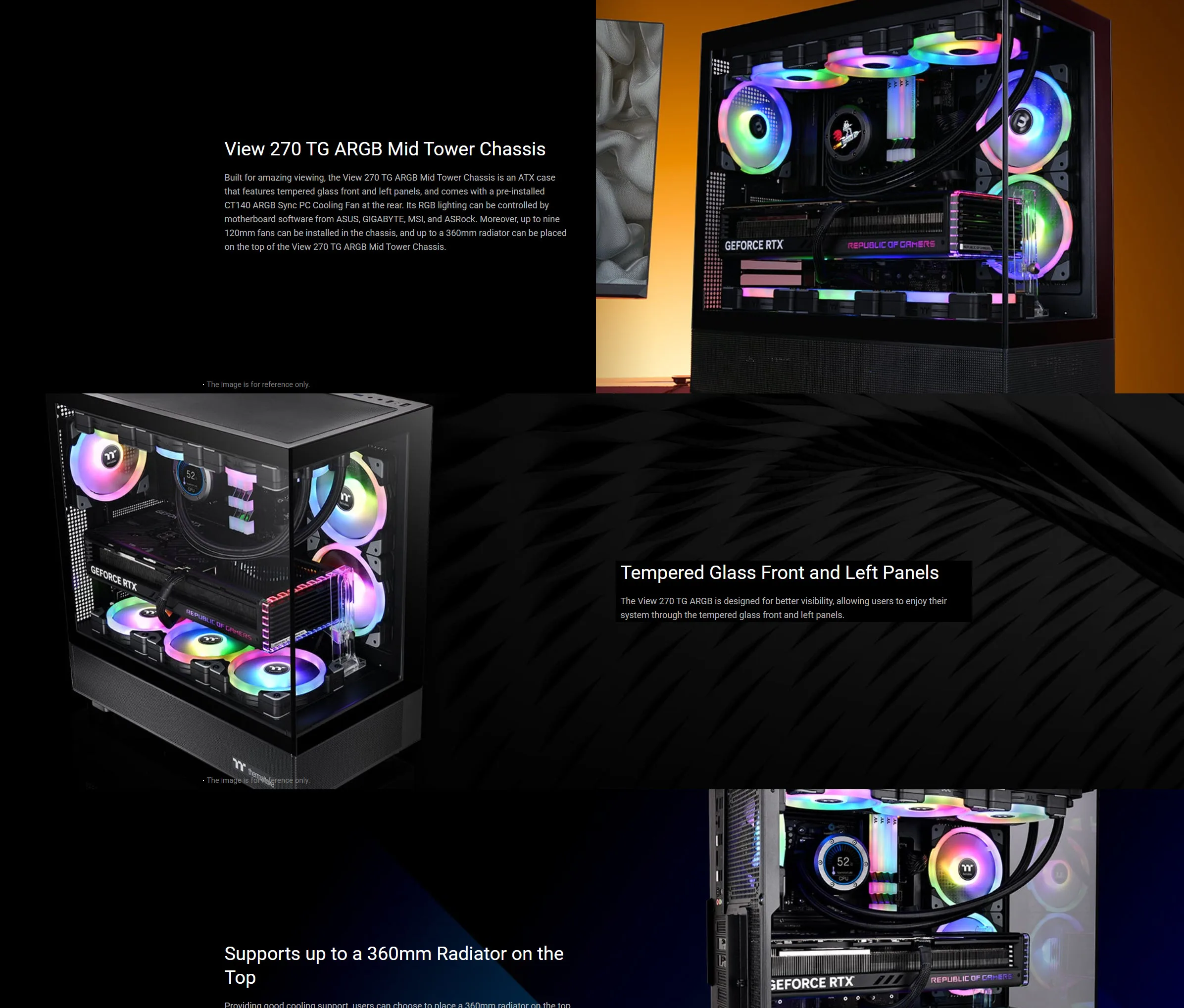 Thermaltake View 270 TG ARGB Mid Tower Gaming Case - Black - spec 1 - MegaComputer.pk