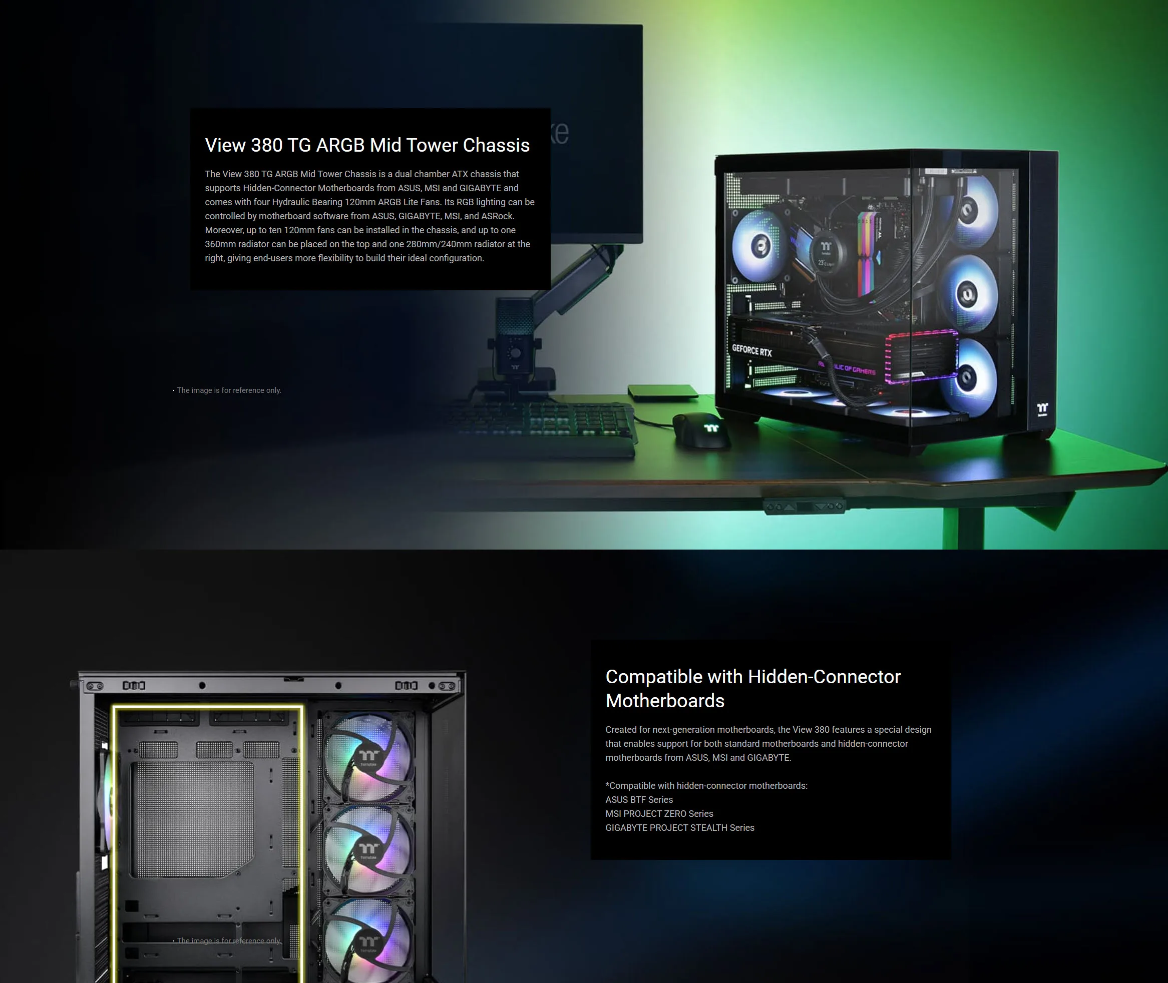 Thermaltake View 380 TG ARGB Mid Tower Gaming Case - Black - spec 1 - MegaComputer.pk