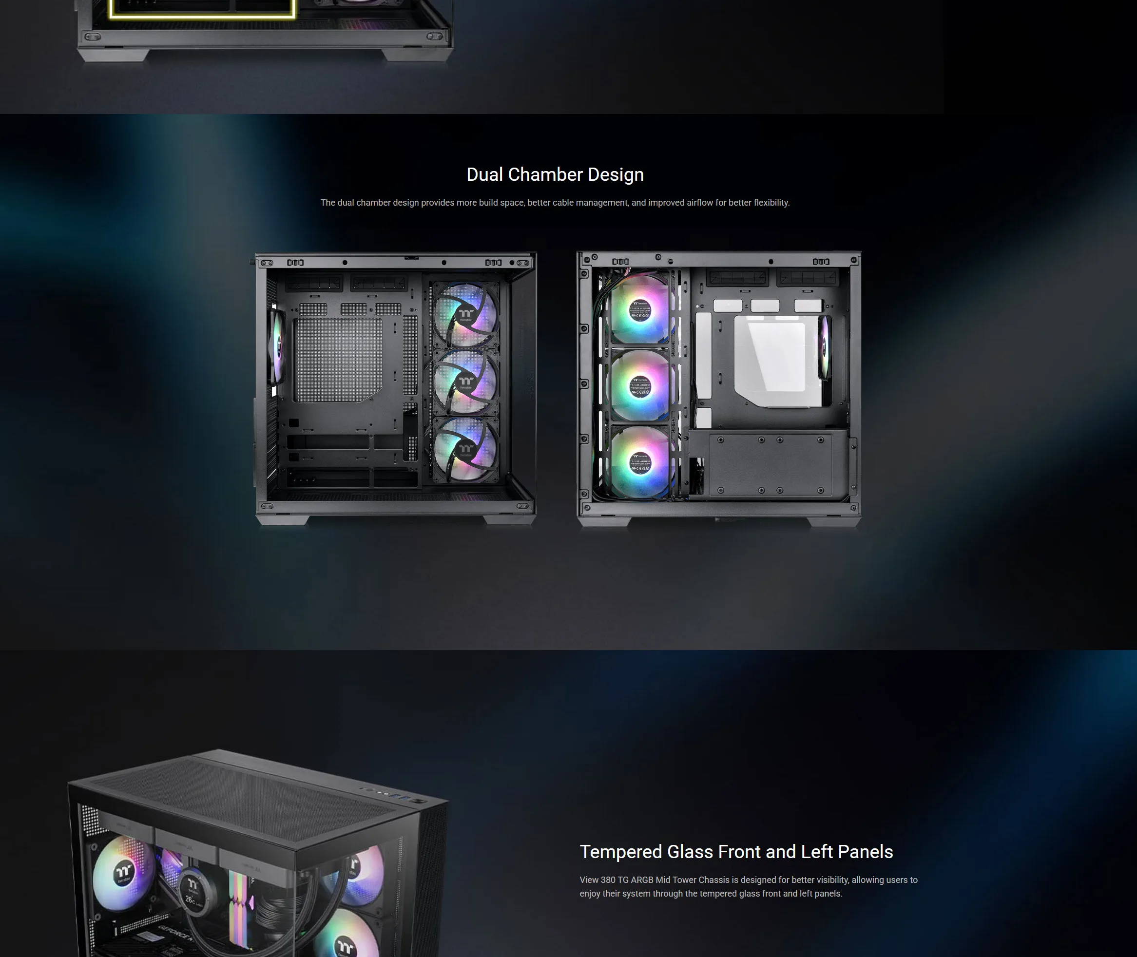 Thermaltake View 380 TG ARGB Mid Tower Gaming Case - Black - spec 2 - MegaComputer.pk