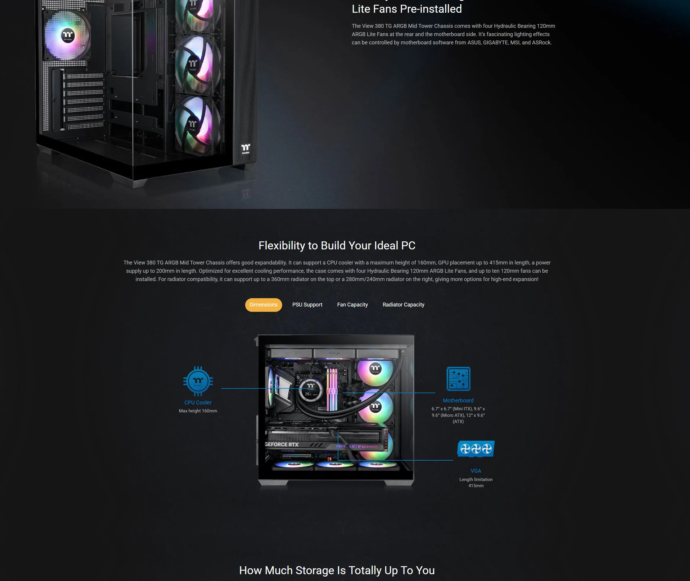 Thermaltake View 380 TG ARGB Mid Tower Gaming Case - Black - spec 4 - MegaComputer.pk