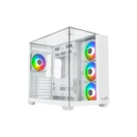 Thunder Battle Station TGC-666 Case – White – Three sided tempered glass panels – Dual-chamber ATX Mid Tower