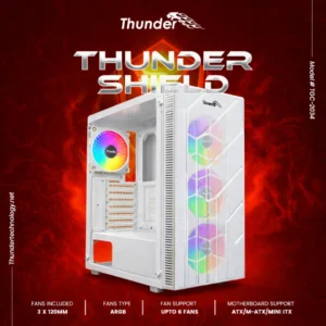 Thunder Shield ATX With 3 ARGB Fan Casig White