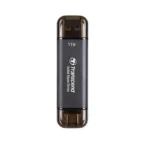 Transcend ESD310C 1TB External SSD USB 3.2 Gen2 Up to 1050 MB/s Type A and C Portable SSD with 2-in-1 Type C and Type A for iPhone iPad Android Car Audio System Sentry Mode – Iron Gray