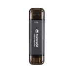 Transcend ESD310C 1TB External SSD USB 3.2 Gen2 Up to 1050 MB/s Type A and C Portable SSD with 2-in-1 Type C and Type A for iPhone iPad Android Car Audio System Sentry Mode – Iron Gray