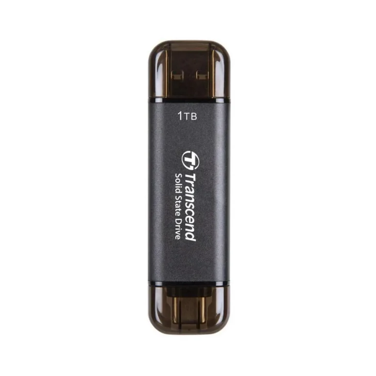 Transcend ESD310C 1TB External SSD USB 3.2 Gen2 Up to 1050 MB/s Type A and C Portable SSD with 2-in-1 Type C and Type A for iPhone iPad Android Car Audio System Sentry Mode – Iron Gray