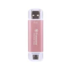 Transcend ESD310P 2TB External SSD USB 3.2 Gen2 Up to 1050 MB/s Type A and C Portable SSD with 2-in-1 Type C and Type A for iPhone iPad Android Car Audio System Sentry Mode – Pink