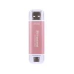Transcend ESD310P 512GB External SSD USB 3.2 Gen2 Up to 1050 MB/s Type A and C Portable SSD with 2-in-1 Type C and Type A for iPhone iPad Android Car Audio System Sentry Mode – Pink