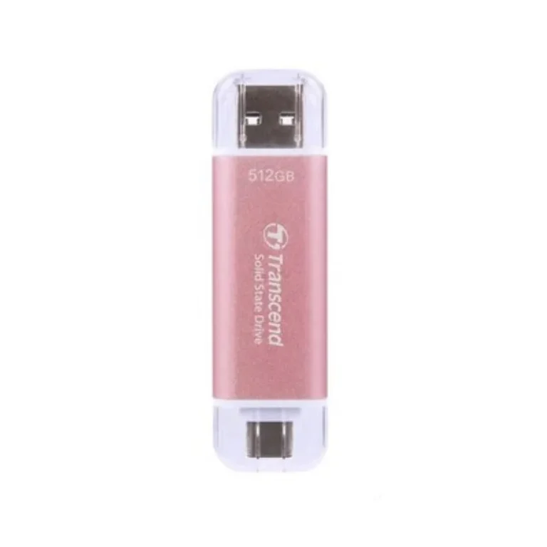 Transcend ESD310P 512GB External SSD USB 3.2 Gen2 Up to 1050 MB/s Type A and C Portable SSD with 2-in-1 Type C and Type A for iPhone iPad Android Car Audio System Sentry Mode – Pink