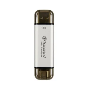 Transcend ESD310S 1TB External SSD USB 3.2 Gen2 Up to 1050 MB/s Type A and C Portable SSD with 2-in-1 Type C and Type A for iPhone iPad Android Car Audio System Sentry Mode – Silver
