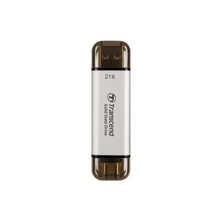 Transcend ESD310S 2TB External SSD USB 3.2 Gen2 Up to 1050 MB/s Type A and C Portable SSD with 2-in-1 Type C and Type A for iPhone iPad Android Car Audio System Sentry Mode – Silver