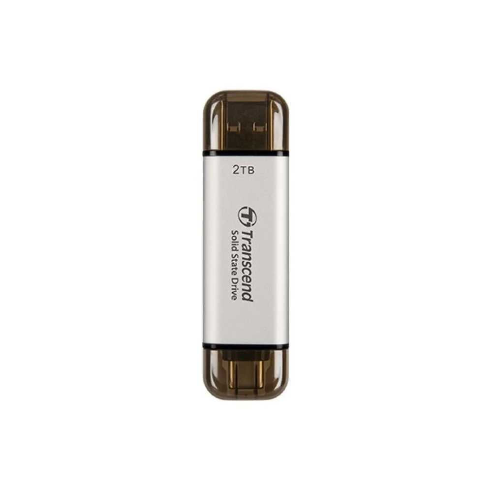 transcend-esd310s-2tb-external-ssd-usb-3-2-gen2-up-to-1050-m - MegaComputer.pk Transcend ESD310S 2TB External SSD USB 3.2 Gen2 Up to 1050 MB/s Type A and C Portable SSD with 2-in-1 Type C and Type A for iPhone iPad Android Car Audio System Sentry Mode – Silver