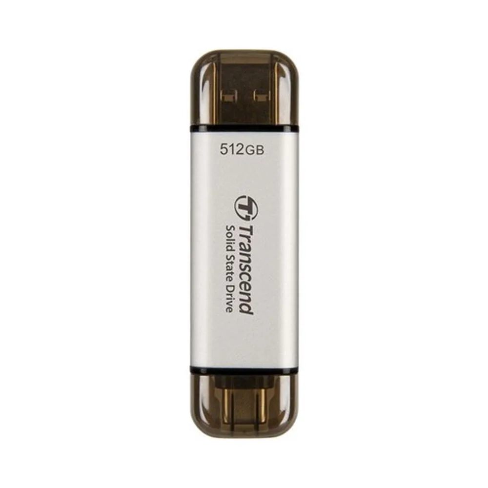 transcend-esd310s-512gb-external-ssd-usb-3-2-gen2-up-to-1050 - MegaComputer.pk Transcend ESD310S 512GB External SSD USB 3.2 Gen2 Up to 1050 MB/s Type A and C Portable SSD with 2-in-1 Type C and Type A for iPhone iPad Android Car Audio System Sentry Mode – Silver