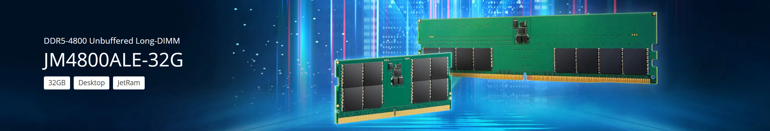 Transcend JetRam 32GB (1x32GB) 4800MHz C40 DDR5 U-DIMM Desktop Memory