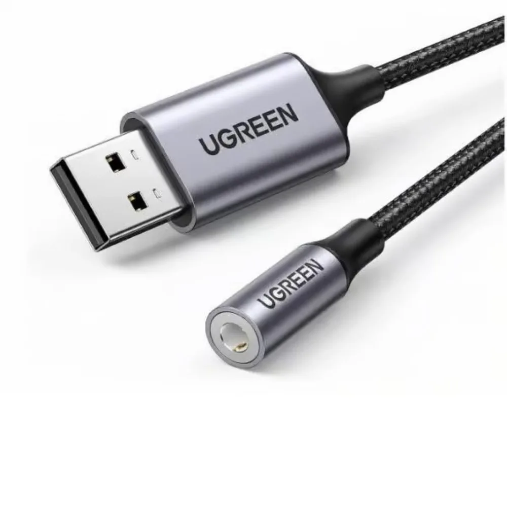 ugreen-30757-usb-2-0-to-3-5mm-audio-adapter-aluminum-alloy-2 - MegaComputer.pk UGREEN 30757 USB 2.0 TO 3.5MM AUDIO ADAPTER ALUMINUM ALLOY 25CM