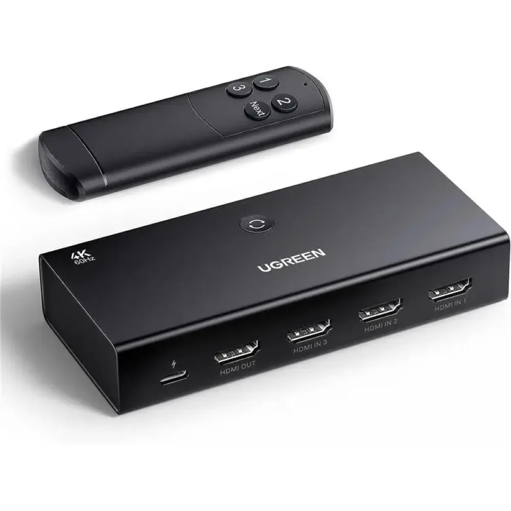 ugreen-55857-hdmi-switch-3-in-1-out-with-remote-4k-60hz - MegaComputer.pk UGREEN 55857 HDMI Switch 3 In 1 Out With Remote 4K 60Hz