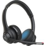 JLab Go Work Wireless Headsets with Microphone, 45+ Playtime PC Bluetooth Wired or Wireless Headphones HBGOWORKRBLK4